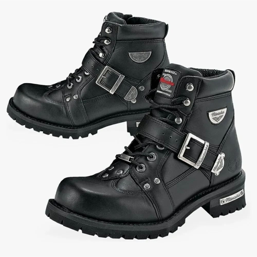MILWAUKEE MOTORCYCLE CLOTHING COMPANY MB433 MEN'S BLACK ROAD CAPTAIN BOOT